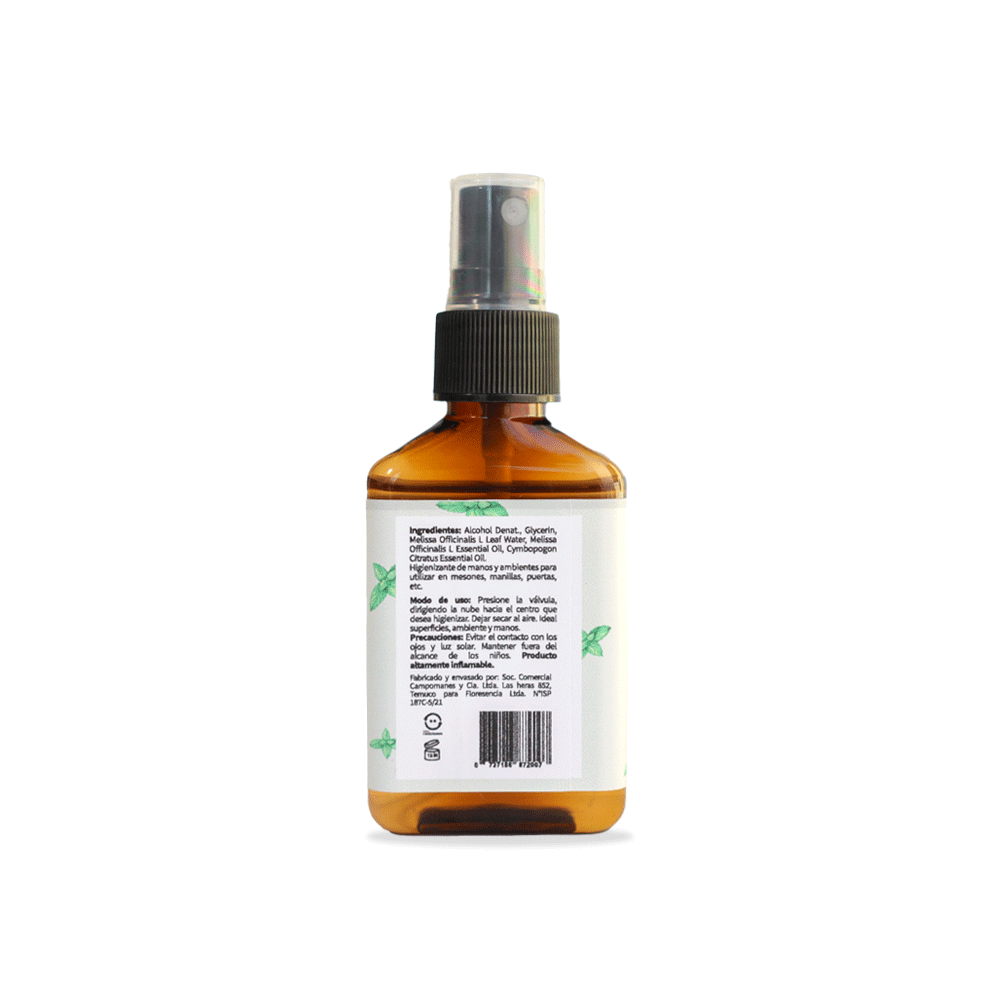 Higienizante de manos natural melissa y lemongrass 60ml