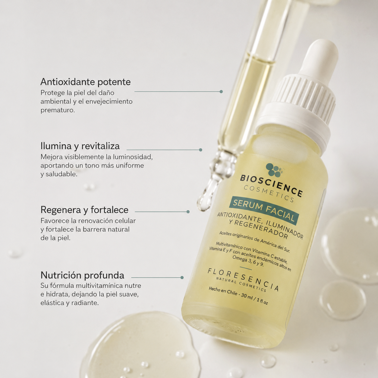 Serum facial antioxidante, iluminador & regenerador 30 ml