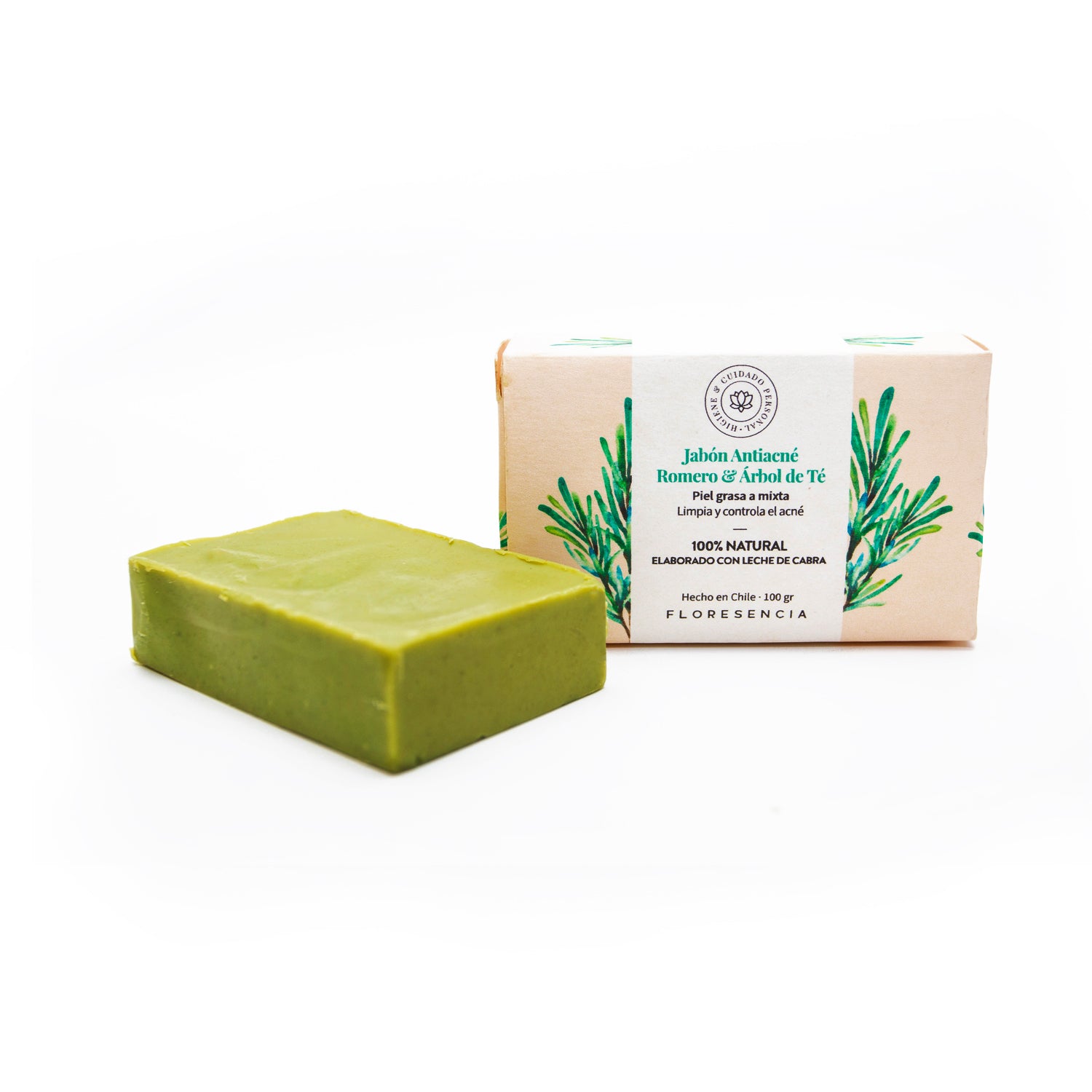Jabón antiacné con romero y árbol de té