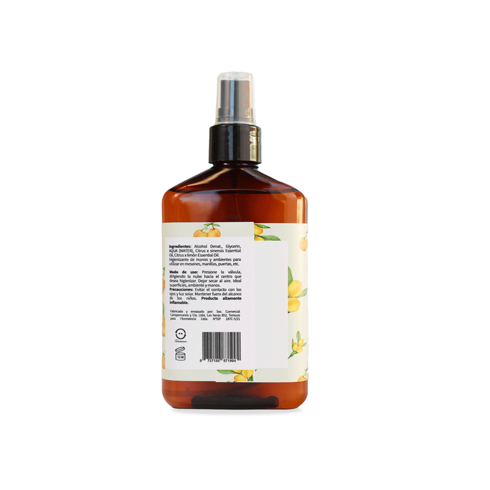 Higienizante de manos natural naranja y limón